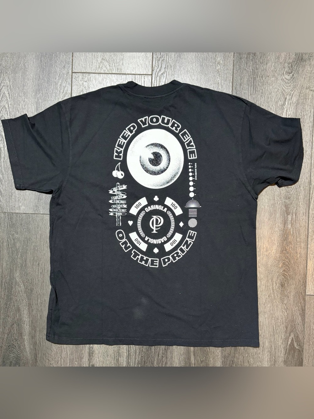 CasinoLA Keep Your Eye On The Prize Black Graphic T-Shirt Men’s Size Large